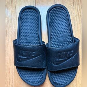 Nike Black Slide Sandals with Embossed Logo